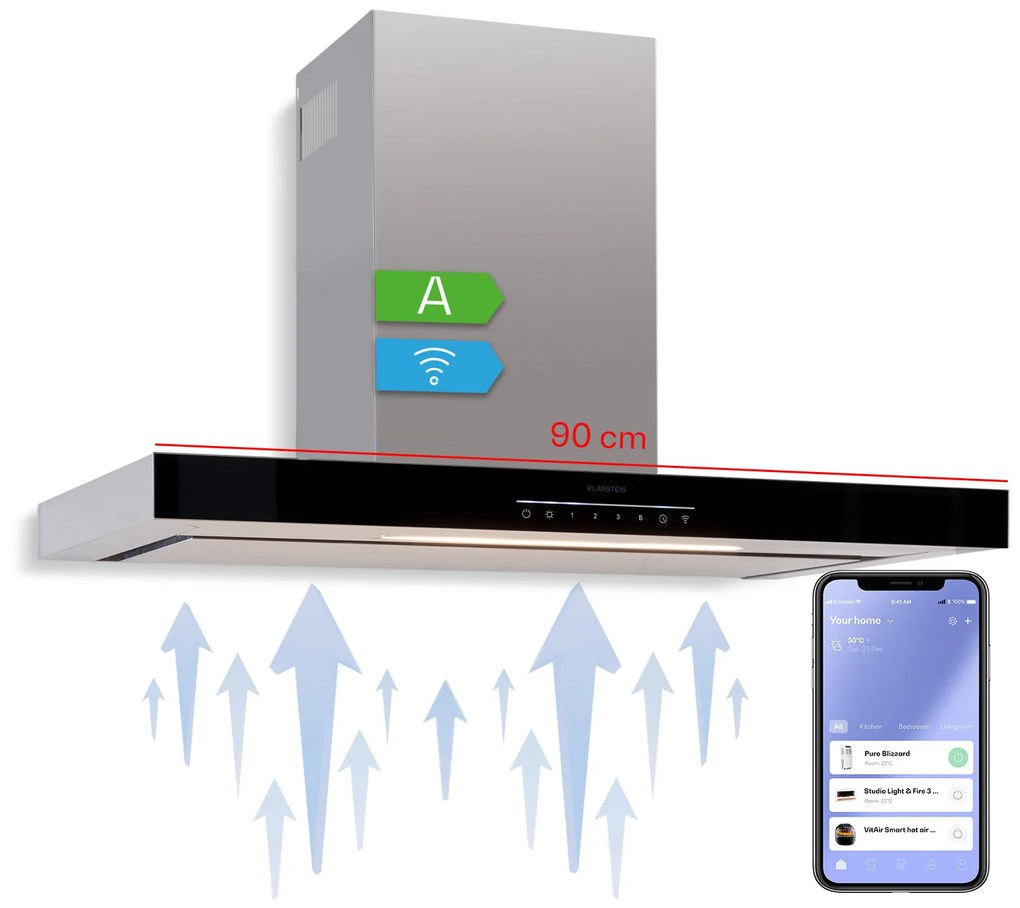 Alinea 90 Smart, digestor, 90 cm, nástenný, WiFi, A++, 500 m³/h, dotykový displej