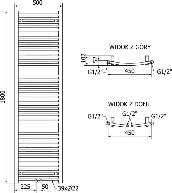 Mexen Ares, elektrické vykurovacie teleso 1800 x 500 mm, 900 W, čierna, W102-1800-500-6900-70