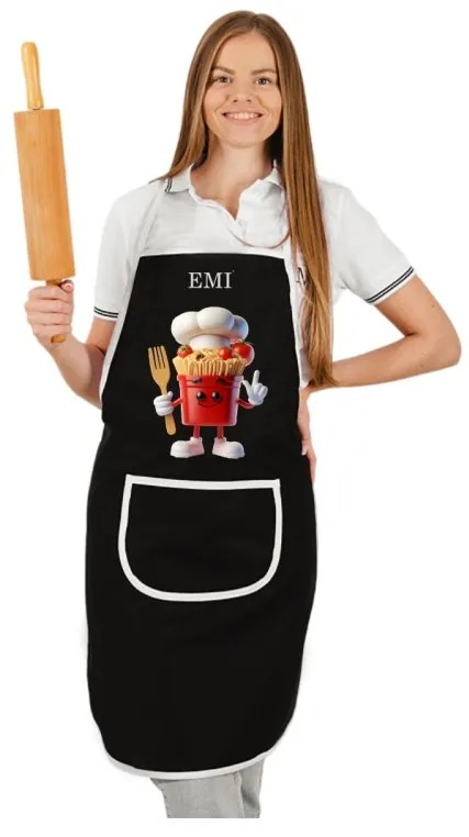 Kuchynská zástera Pasta EMI, čierna