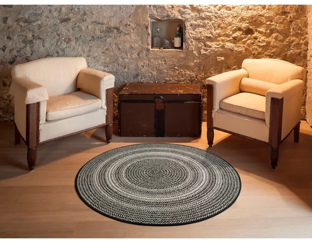 Čierny vonkajší koberec Universal Silvana Rutto, ⌀ 120 cm