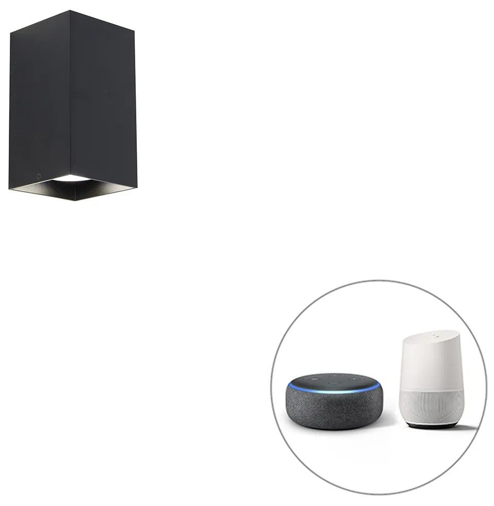 Inteligentná štvorcová nástenná lampa čierna vrátane Wifi GU10 - Sabbir