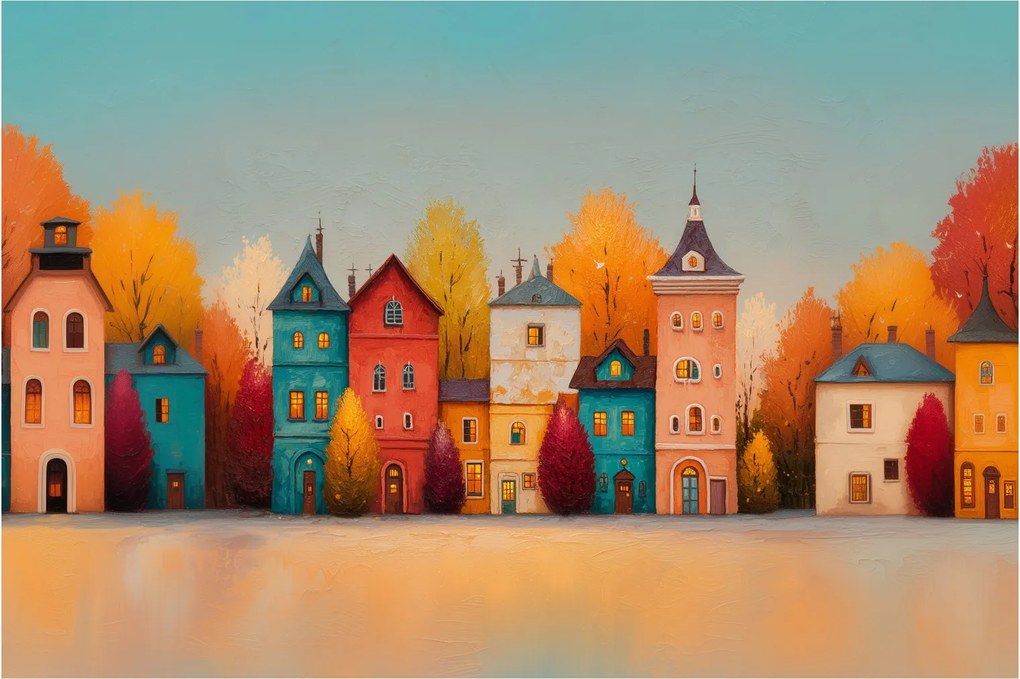 Obraz - Jesenná dedina (90x60 cm)