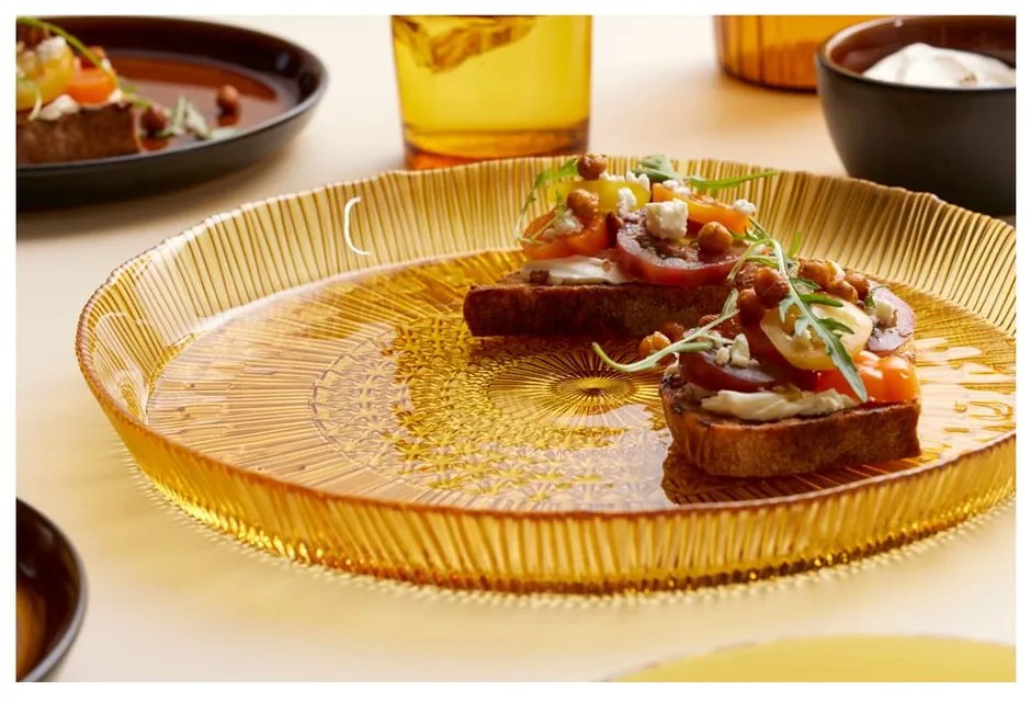 Oranžový sklenený servírovací tanier ø 30 cm Kusintha – Bitz