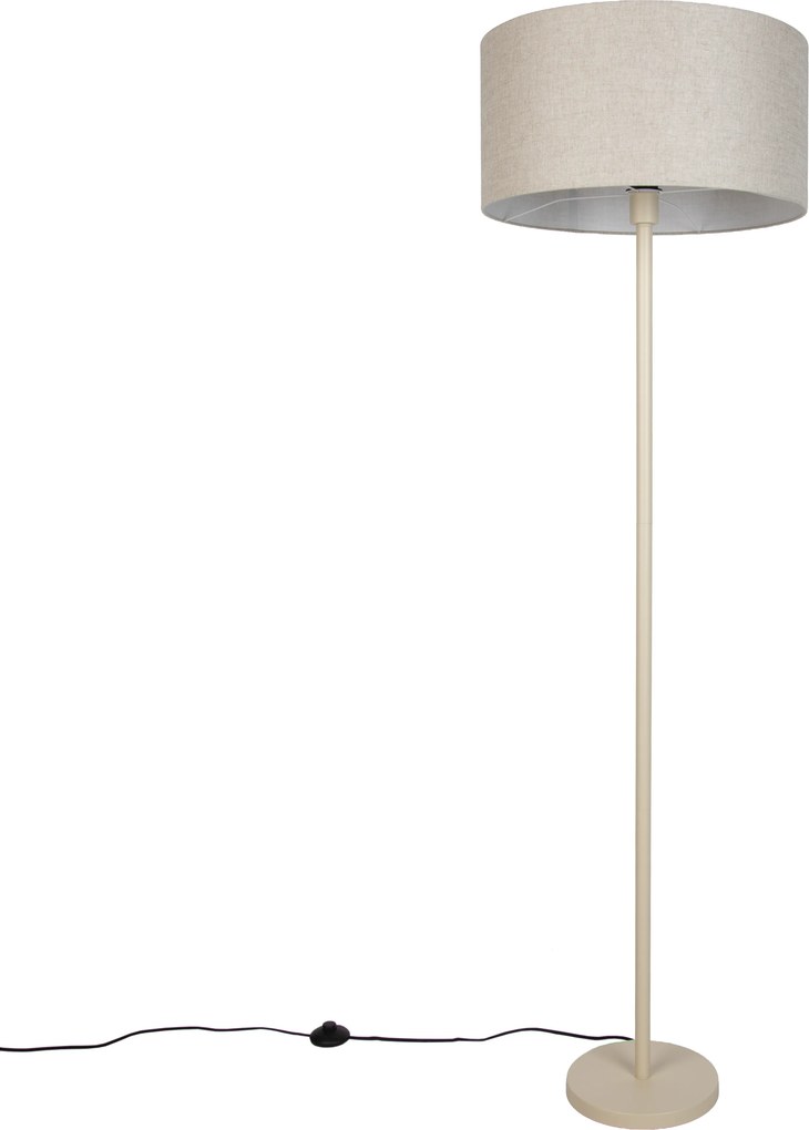 Japandi stojaca lampa béžová so svetlohnedým tienidlom 50cm - Simplo