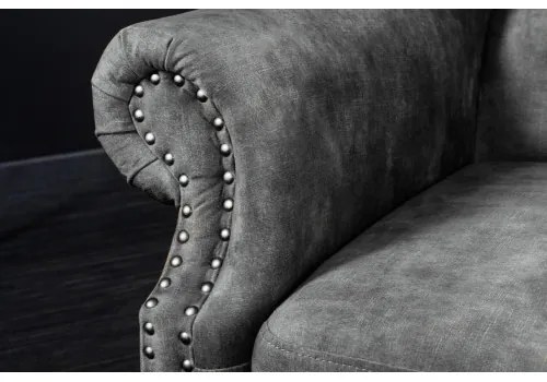 Kreslo 43520 Chesterfield Zamat šedá  - Komfort-nábytok
