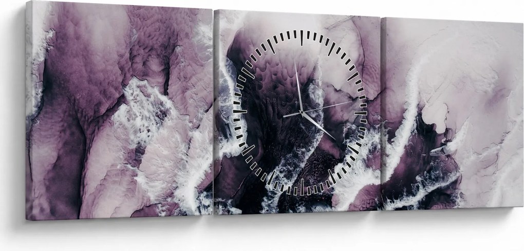 Obraz - Fialový mramor N⁰2 (s hodinami) (90x30 cm)