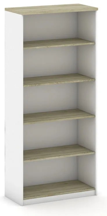 Kancelársky regál MIRELLI, 800 x 400 x 1800 mm, biela/dub sonoma