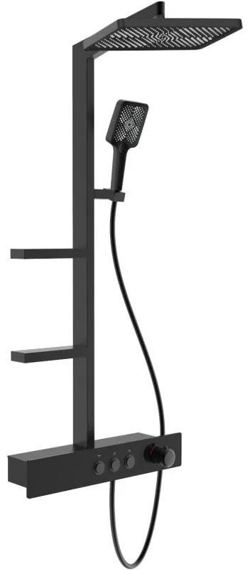 Mexen Saxx, sprchová sada s ručnou a dažďovou hlavicou, čierna, 78102-70