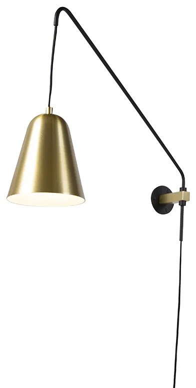 Retro nástenná lampa zlatá/mosadzná s tienidlom - Demi