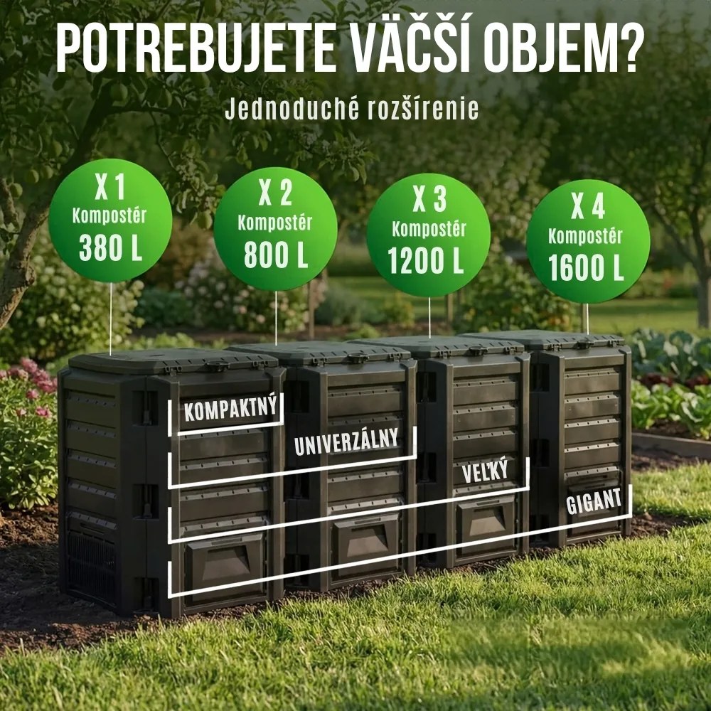 Záhradný kompostér COMPOGREEN, 800l, čierna Prosperplast