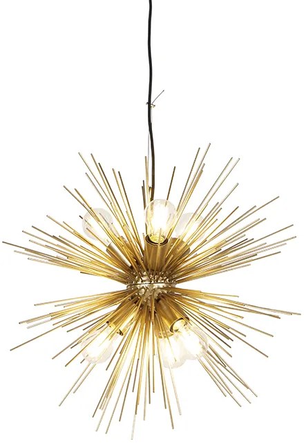 Závesné svietidlo Art Deco zlaté 6-žiarovkové - Broom