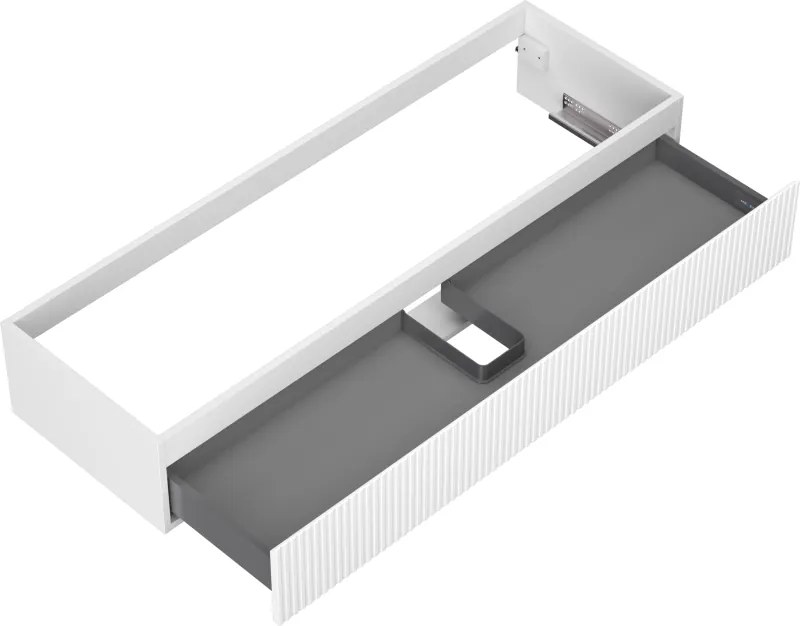Mexen Rivel, kúpeľňová skrinka pod umývadlo 140 cm, 1 zásuvka, drážkovaná, biela matná, 91A20-14023-1-BF01