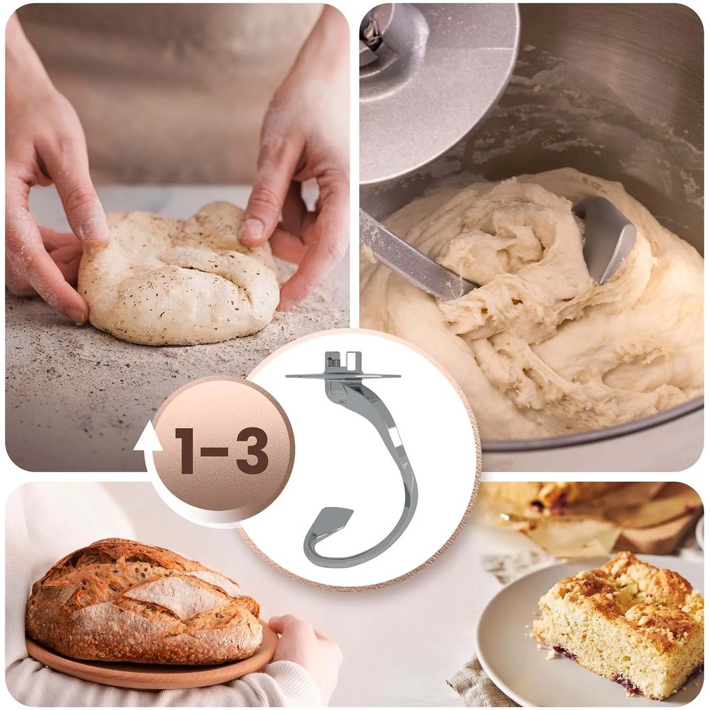 Berdsen 1400 W BD-756 3-v-1 planetárny mixér kuchynský robot 6 l Farba: čierno-strieborný