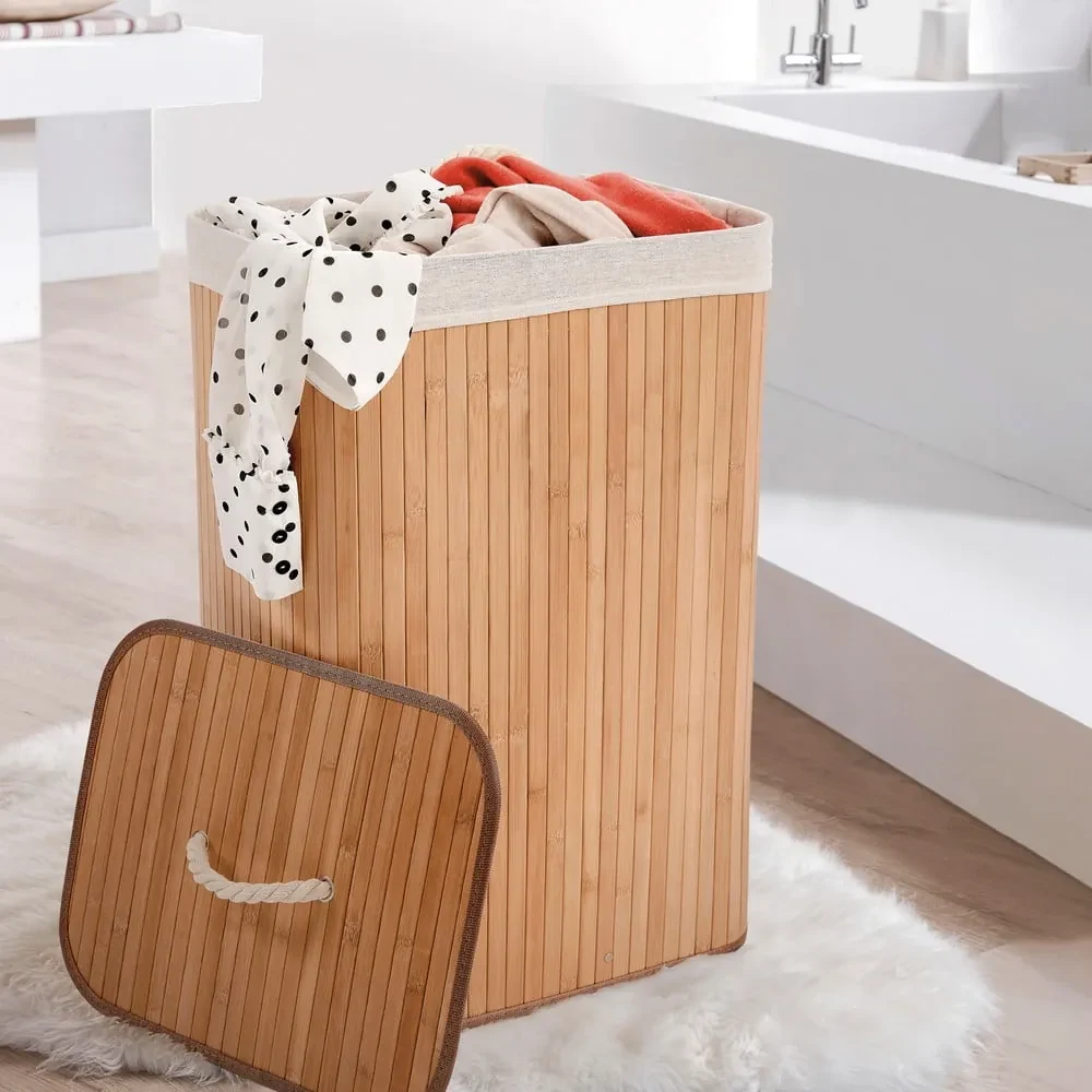 Bambusový kôš na bielizeň v prírodnej farbe 78 l Bamboo – Compactor
