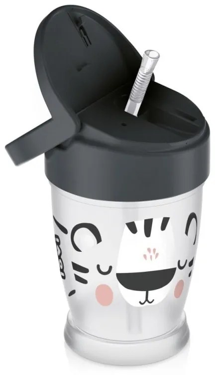 LOVI hrnček so slamkou JUNIOR 250 ml Black