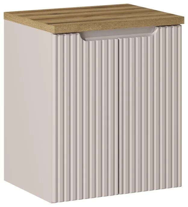 Závesná skrinka pod umývadlo Nova Kašmír s doskou 50 cm kašmírová/dub dekor