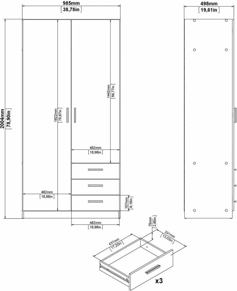 Šatníková skriňa Spiken I matná sivý