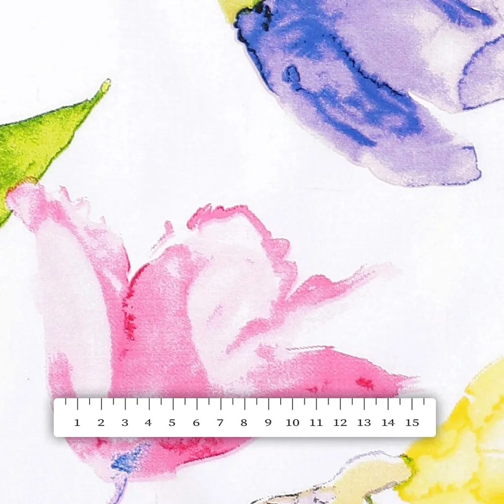 Biante Bavlnený behúň na stôl Sandra SA-481 Žlto-ružové akvarelové kvety na bielom 20x120 cm