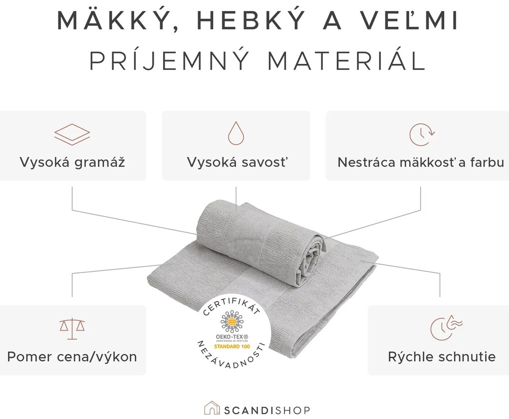 Uterák CARRARA 60x100 cm svetlosivý, 100% bavlna