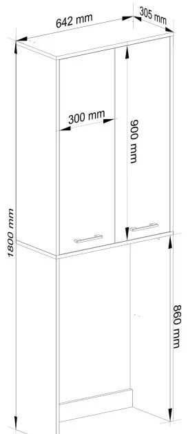 Kúpeľňová skrinka nad práčku FIN 2D biela / dub sonoma