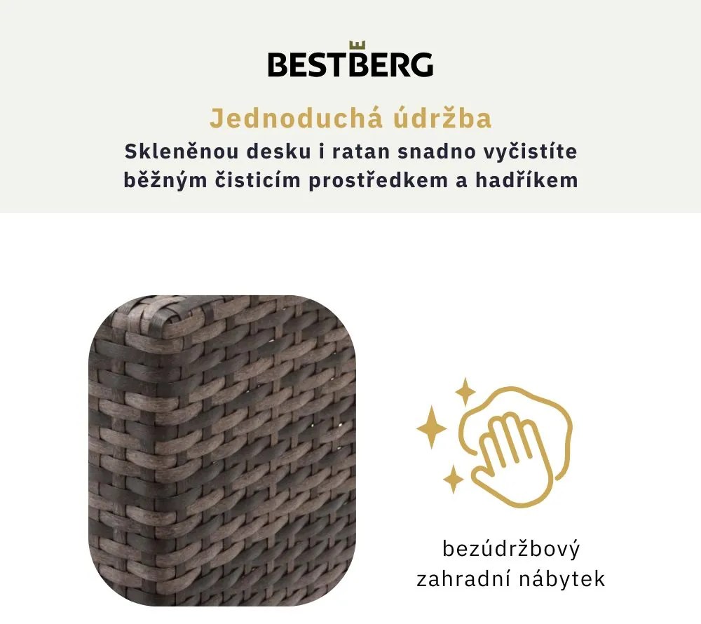 9-dielny záhradný ratanový jedálenský set s polstrovaním BestBerg BBRF-81B / hnedá/béžová