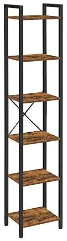 Knižnica, industriálna, 6 políc, 187,5x40x30cm