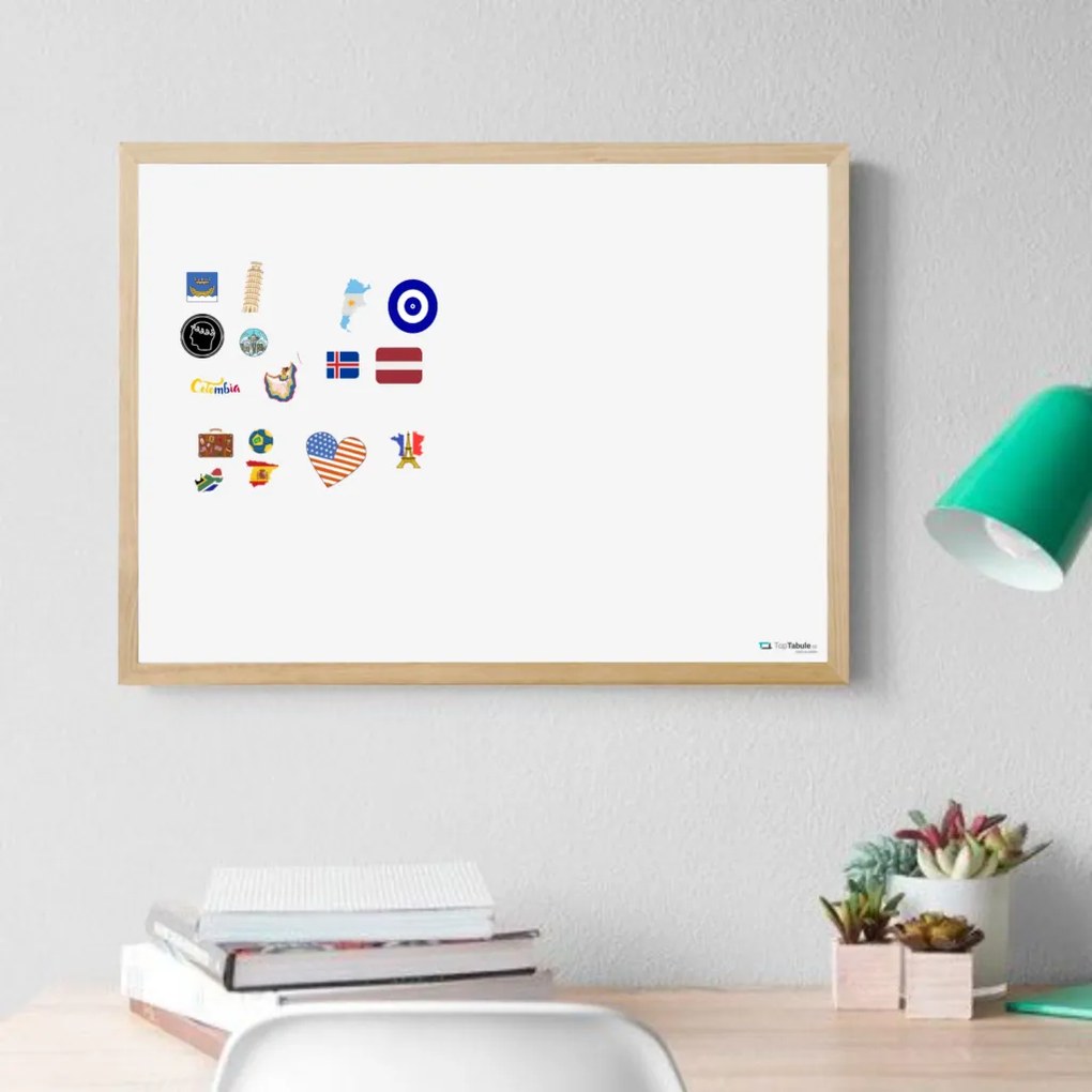 Toptabule.sk MTDRMG Biela tabuľa na magnetky v drevenom prírodnom ráme 90x60cm /