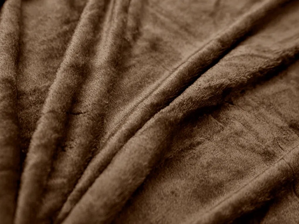 Tmavohnedá mikroplyšová deka VIOLET, 200x230 cm