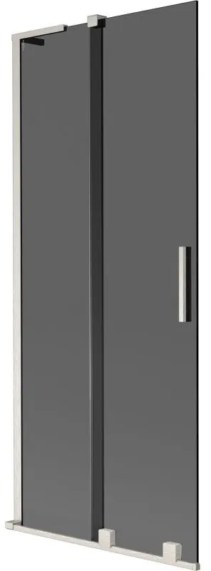 Mexen Velar L, 2-krídlová posuvná vaňová zástena 80 x 150 cm, 8mm šedé sklo, brúsená oceľ, 896-080-003-41-97