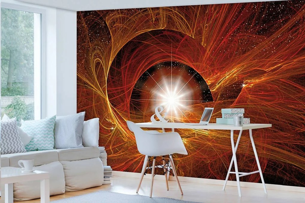 Fototapeta - Zlaté abstraktné Supernova (254x184 cm)