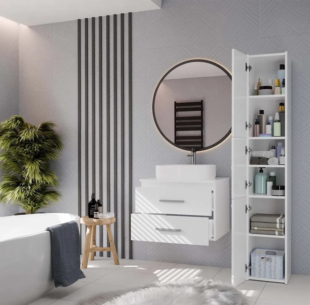 Závesná skrinka pod umývadlo s doskou NEL 2S 60 cm biela