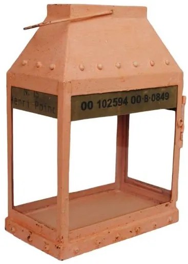 Lososová kovová lampáš s patinou Amy - 34 * 21 * 49 cm