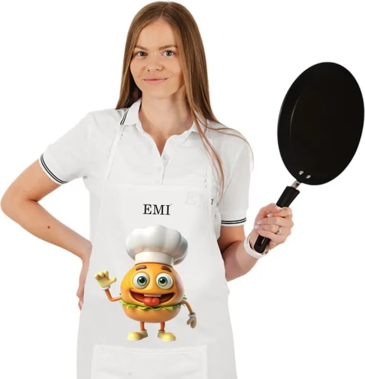 Kuchynská zástera Burger EMI, biela