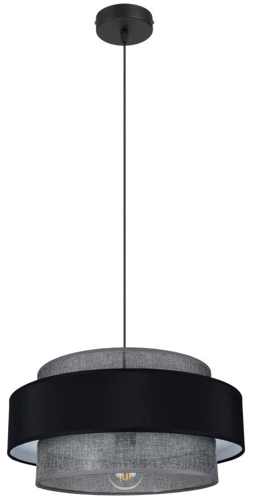 Luster na lanku CORSA 1xE27/60W/230V čierna/šedá