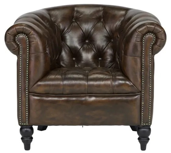 furniture-nabytek.cz - Masívne kreslo Chesterfield Shelford z pravej kože, hnedé