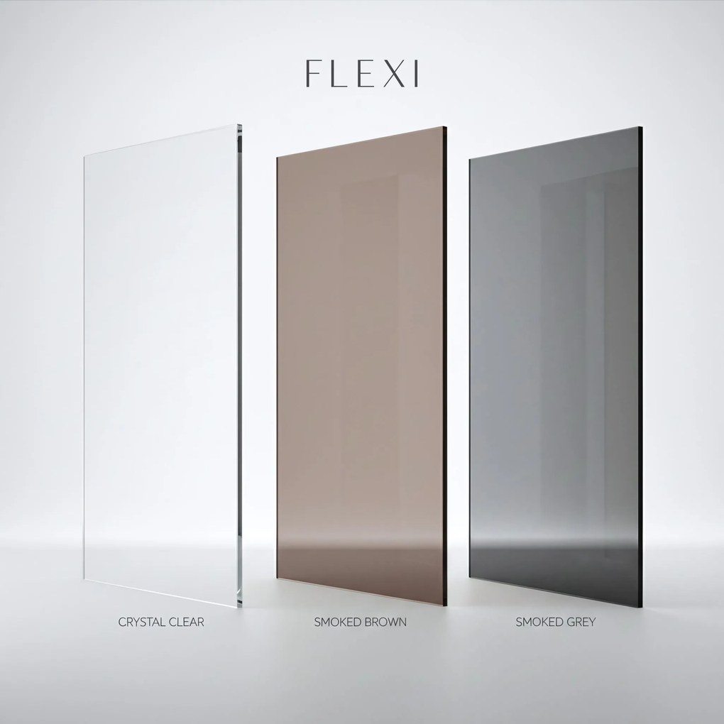 Bezrámová sprchová zástena REA FLEXI TITAN 80 cm, titán kartáčovaný/transparent - bez vaničky