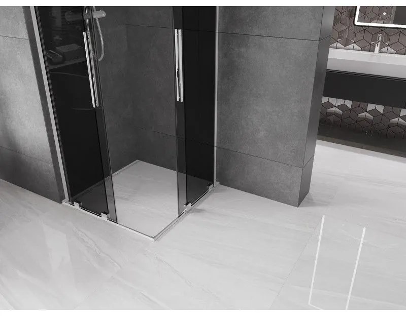 Mexen Velar L Duo, sprchový kút s posuvnými dverami 90 x 90 cm, 8mm šedé sklo, chrómová, 871-090-090-02-43-01