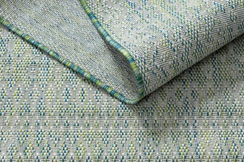 Dywany Łuszczów, Kusový koberec Sion Sisal Aztec 22184 green/blue/ecru – na von aj na doma, 80x150, zelená, chodba / predsieň