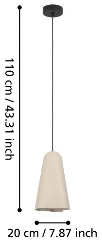 Eglo 390363 - Luster na lanku TOLLERIC 1xE27/40W/230V béžová