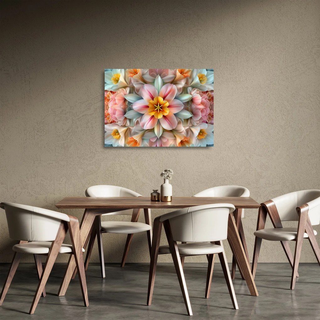 Sklenený obraz - Kaleidoskopický kvet (70x50 cm)
