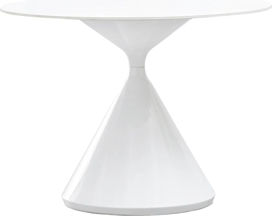 Jedálenský stôl, svetlý mramor/biela, priemer 100 cm, VALER TYP 2