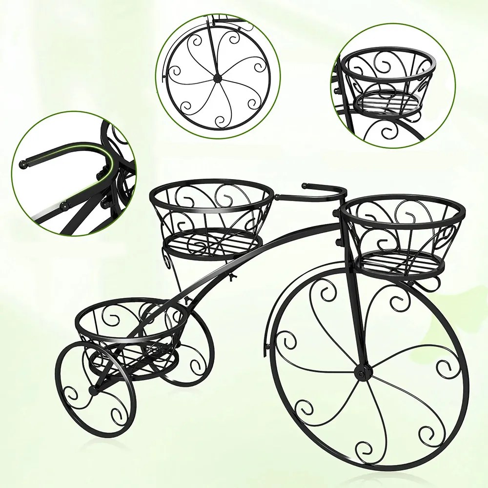 Kovový kvetináč v tvare bicykla