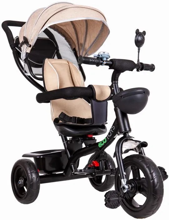 ECOTOYS Detská trojkolka s rotačným sedadlom BEIGE