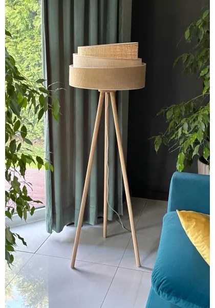 Duolla - Stojacia lampa YUTE TRIO 1xE27/15W/230V pr. 45 cm hnedá/šedá/béžová