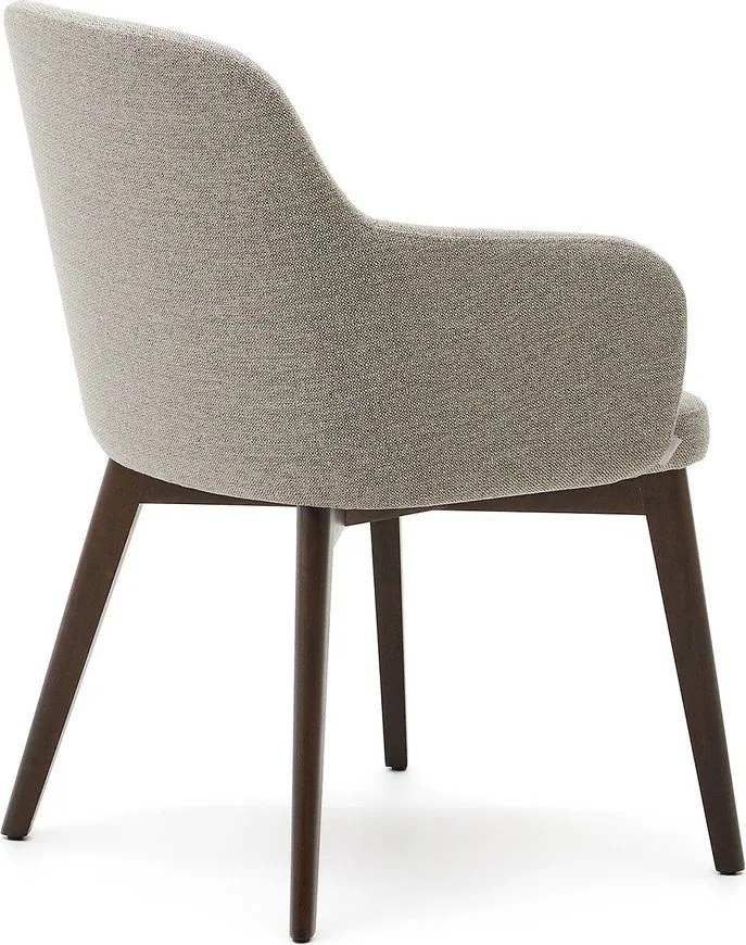 Béžové čalúnené jedálenské kreslo s podrúčkami Nelida – Kave Home