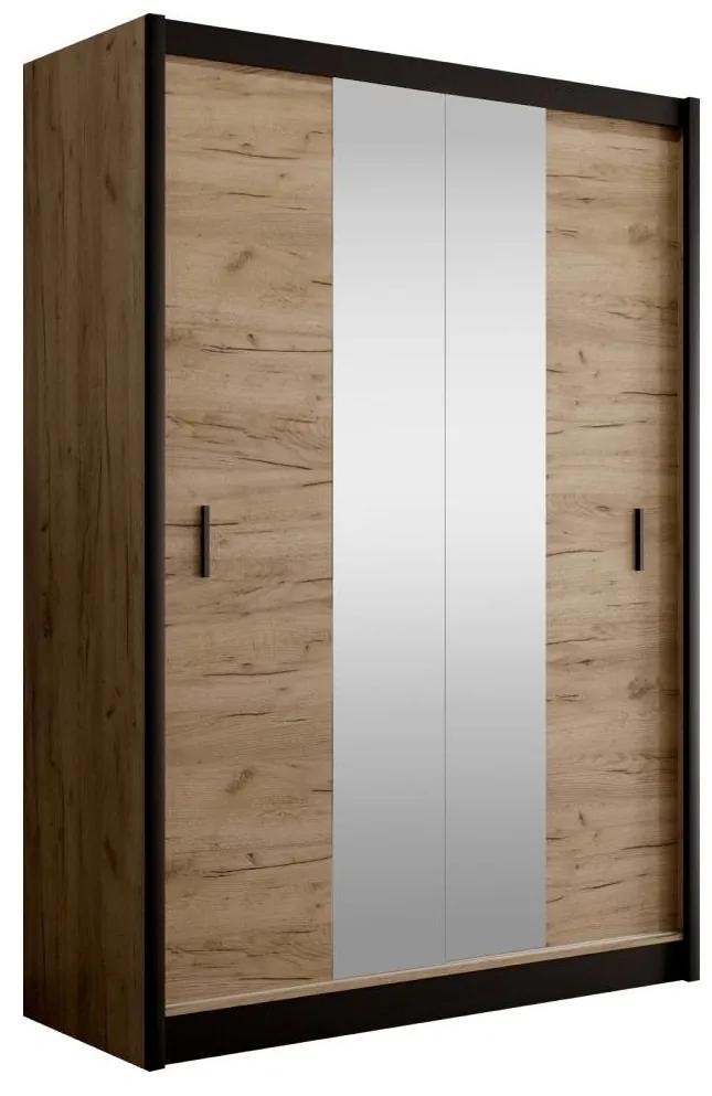 Tempo Kondela Skriňa s posuvnými dverami, čierna/dub craft, 150x215 cm, CRAFT