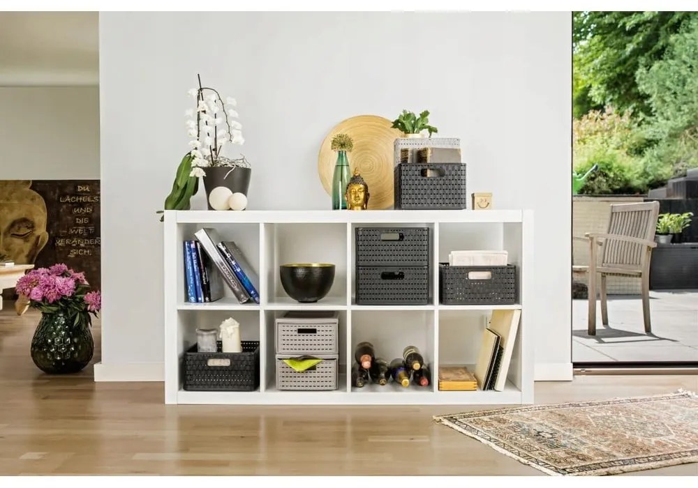 Tmavosivý úložný košík z recyklovaného plastu Country - Rotho