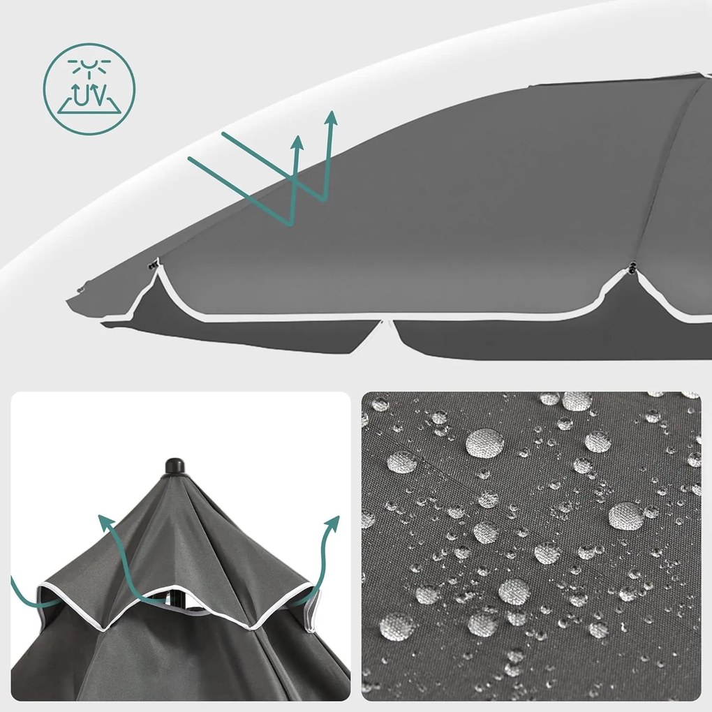 Záhradný slnečník s ochranným obalom UNTRA 160 cm sivý