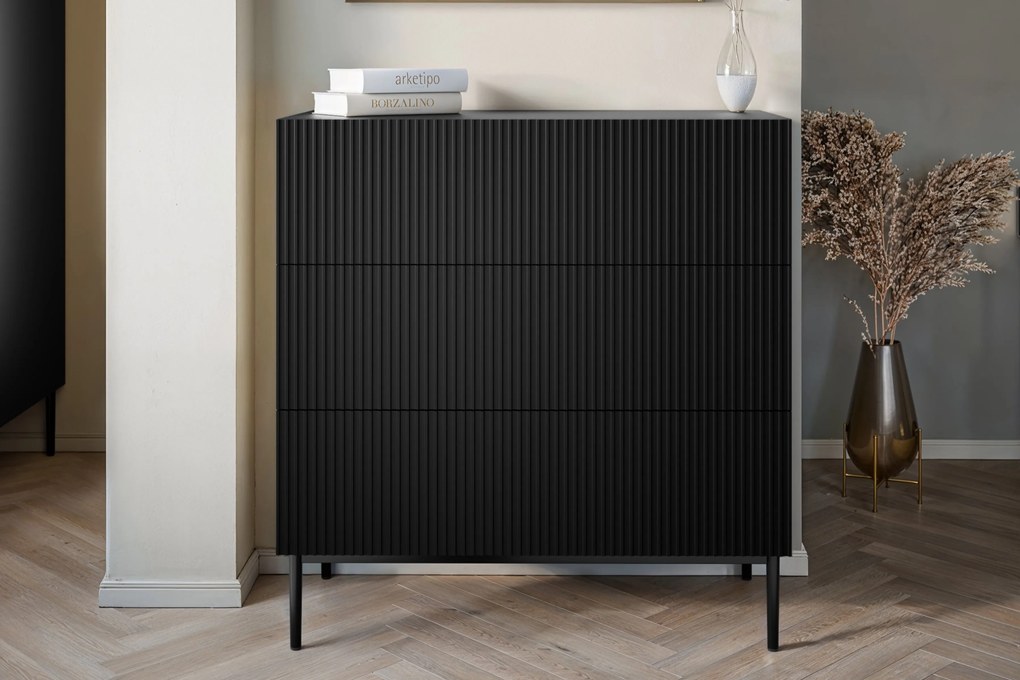 Komoda Nicole 100 cm - čierny mat / čierna