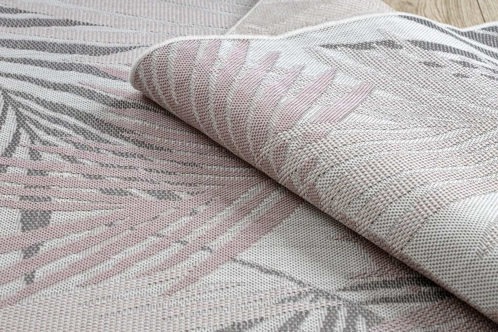 Koberec SISAL SION palmové listy, tropický 2837 ecru / ružový
